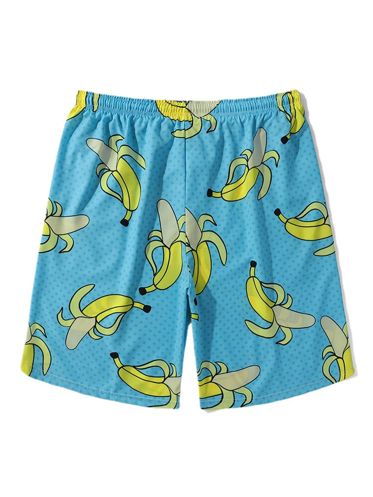 Boardshorts für Herren mit Bananen-Print – lockere Passform, Strandmode mit weitem Bein