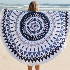 150cm Pure Cotton Bohemian Round Tassel Knitted Beach Towel Lantern Blanket