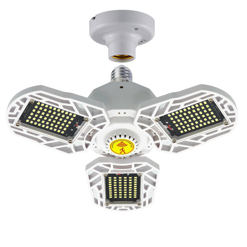 Ultra-Bright 40/60/80W Deformable LED Garage Ceiling Light, E26/E27, Motion Activated
