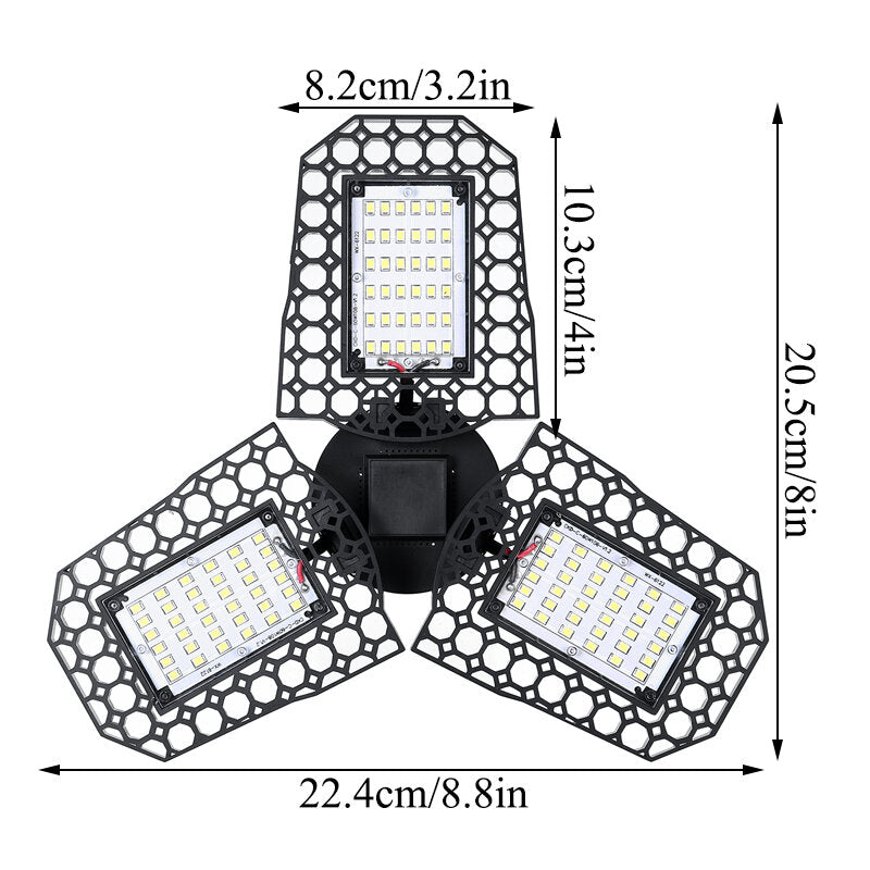 40W E27 Deformable LED Garage Light Bulb, Waterproof Foldable Ceiling Fixture, 108 LEDs, 85-265V Workshop Night Lamp