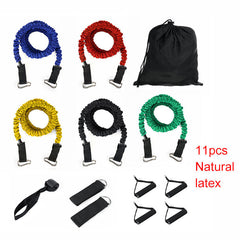 11Pcs Resistance Bands Set for Yoga, Pilates, Workout & Fitness - Practical Elastic Training Rope & Yoga Pull String