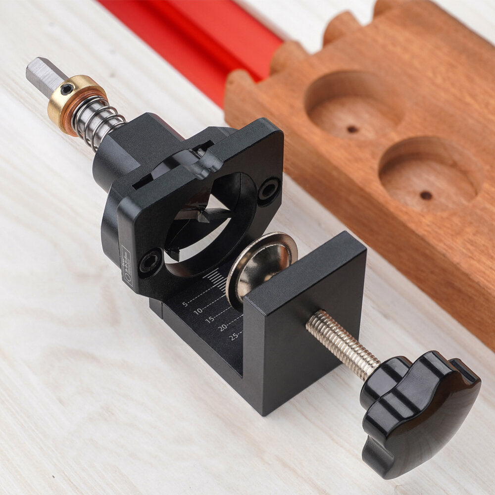 Aluminum Alloy 35mm Hinge Jig with Clamp, Forstner Drill Bit, Hole Punch Locator Kit for Woodworking Cabinet Door Installation