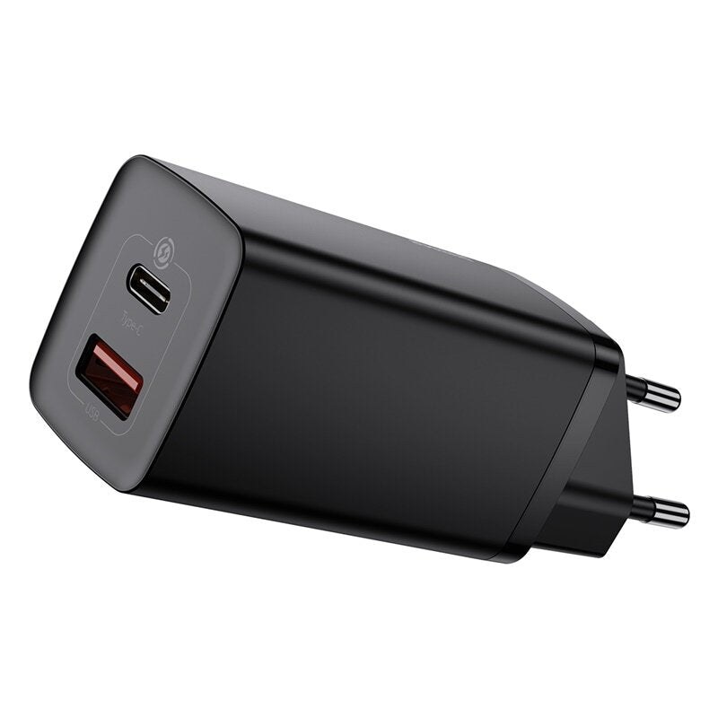 GaN2 65W 2-Port USB PD Schnellladegerät Adapter EU Stecker für iPhone, Huawei, Xiaomi, Samsung