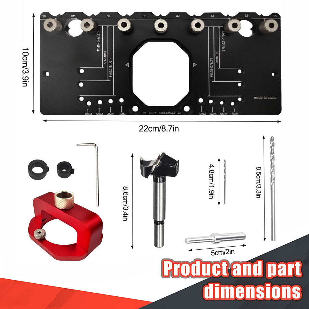 35mm Hinge Punch Locator - Aluminum Alloy Jig for Concealed Door Installation and Shelf Pin Placement