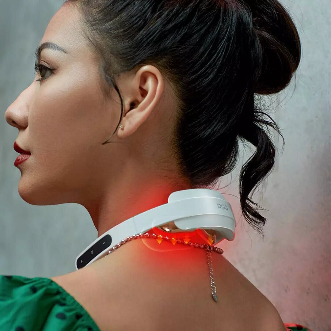 Pocket Foldable Portable Cervical Massager with 15-Level Strength, Hot Compress, TENS Pulse, Long Battery Life