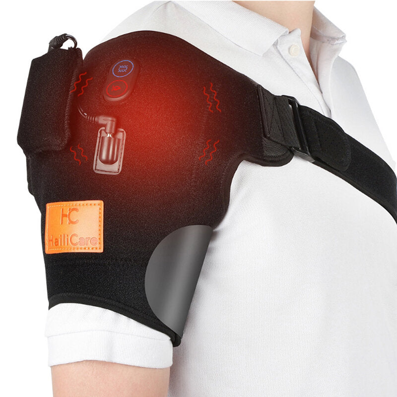 Adjustable 3-Mode Heating Vibration Shoulder Support Brace - Neoprene Upper Arm Belt Wrap for Sports Care