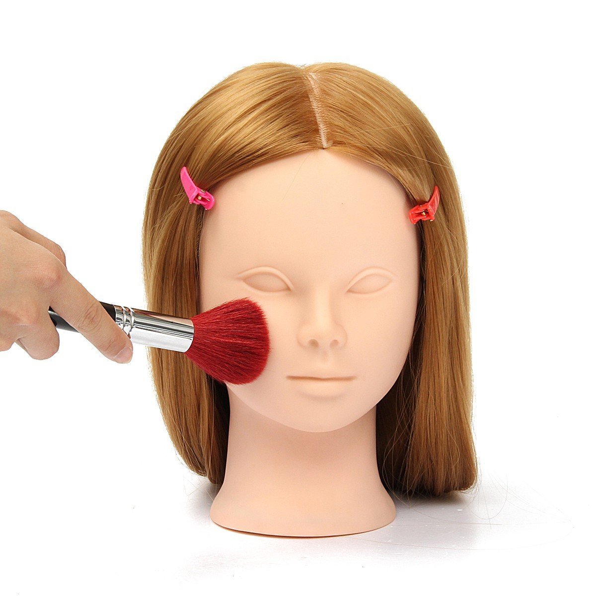 26" Long Hair Mannequin Head for Hairdressing, Makeup Practice with Clamp Holder