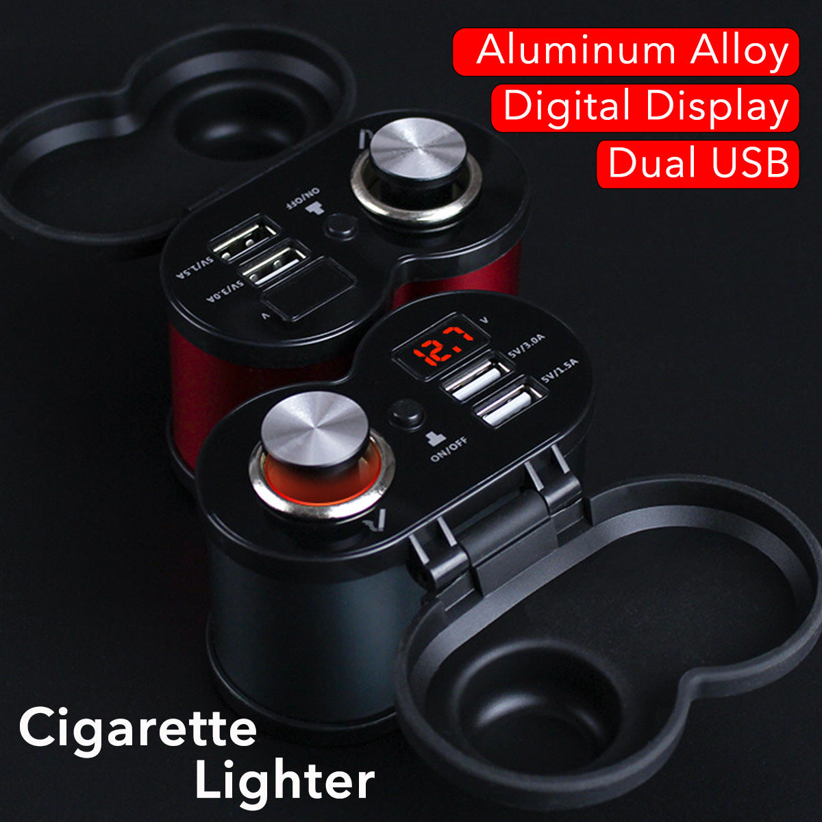 Dual USB Fast Charger 12V-24V 4.5A Waterproof Aluminum for Motorcycle