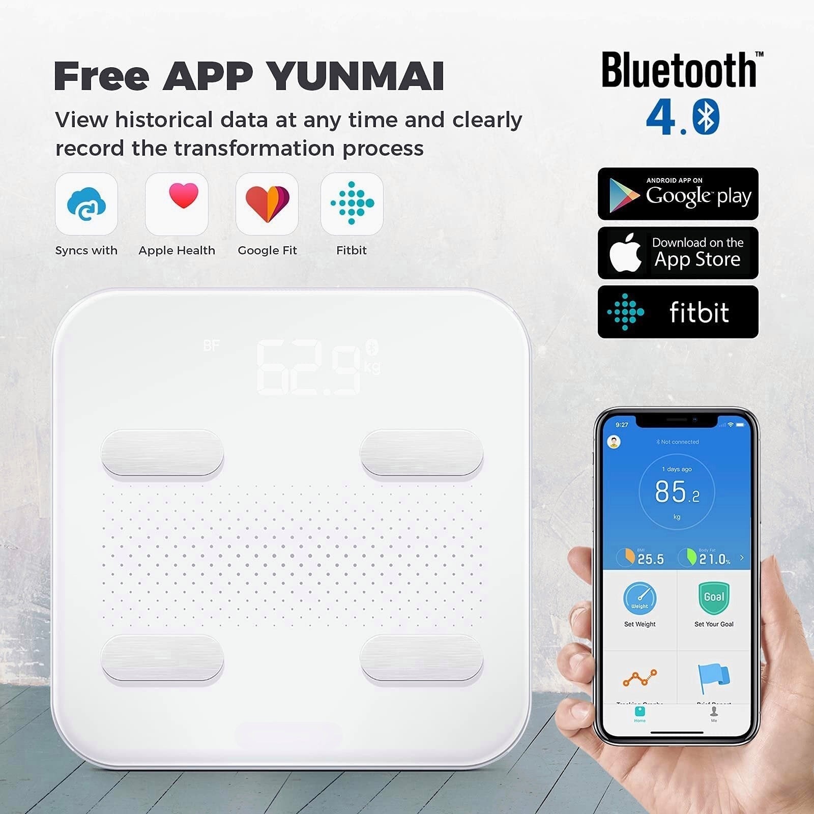 Bluetooth Smart Scale for Body Weight - Digital BMI Bathroom Scale