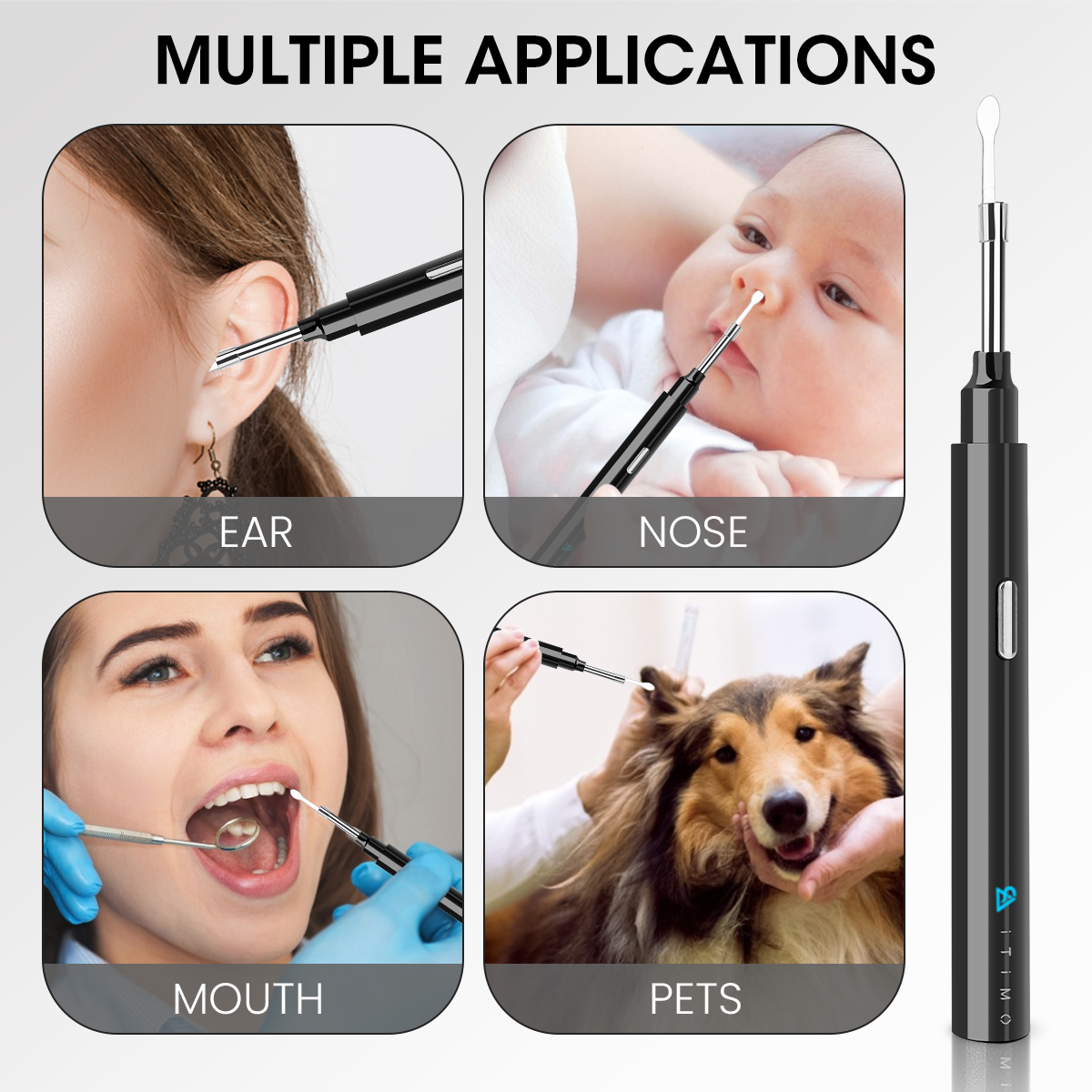 1080P Wireless Ear Wax Removal Otoscope with 360 Degree Wide Angle Camera for Visual Ear Cleaning