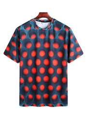 Herren Sommer T-Shirts mit Punktemuster und lockerer Passform und Umlegekragen