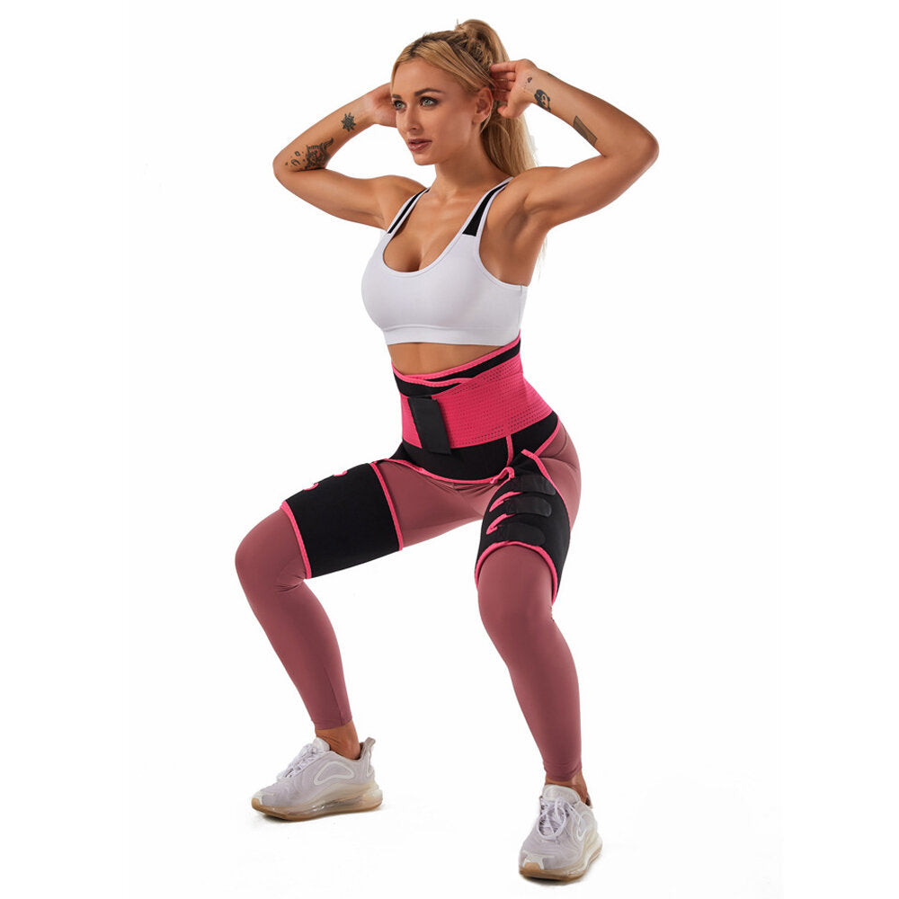 3-in-1 Adjustable Waist Trainer: Sweat Belt, Thigh Trimmer, Butt Lifter for Yoga, Gym, Pilates, and Workouts