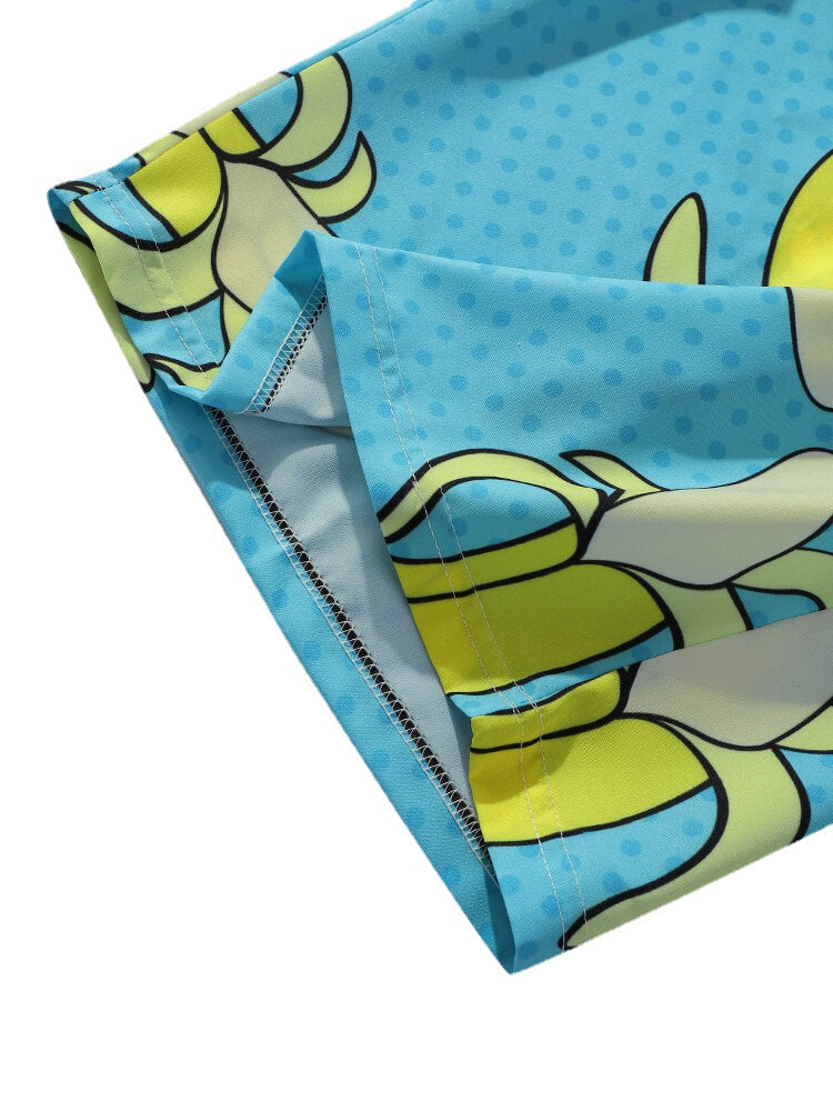 Boardshorts für Herren mit Bananen-Print – lockere Passform, Strandmode mit weitem Bein