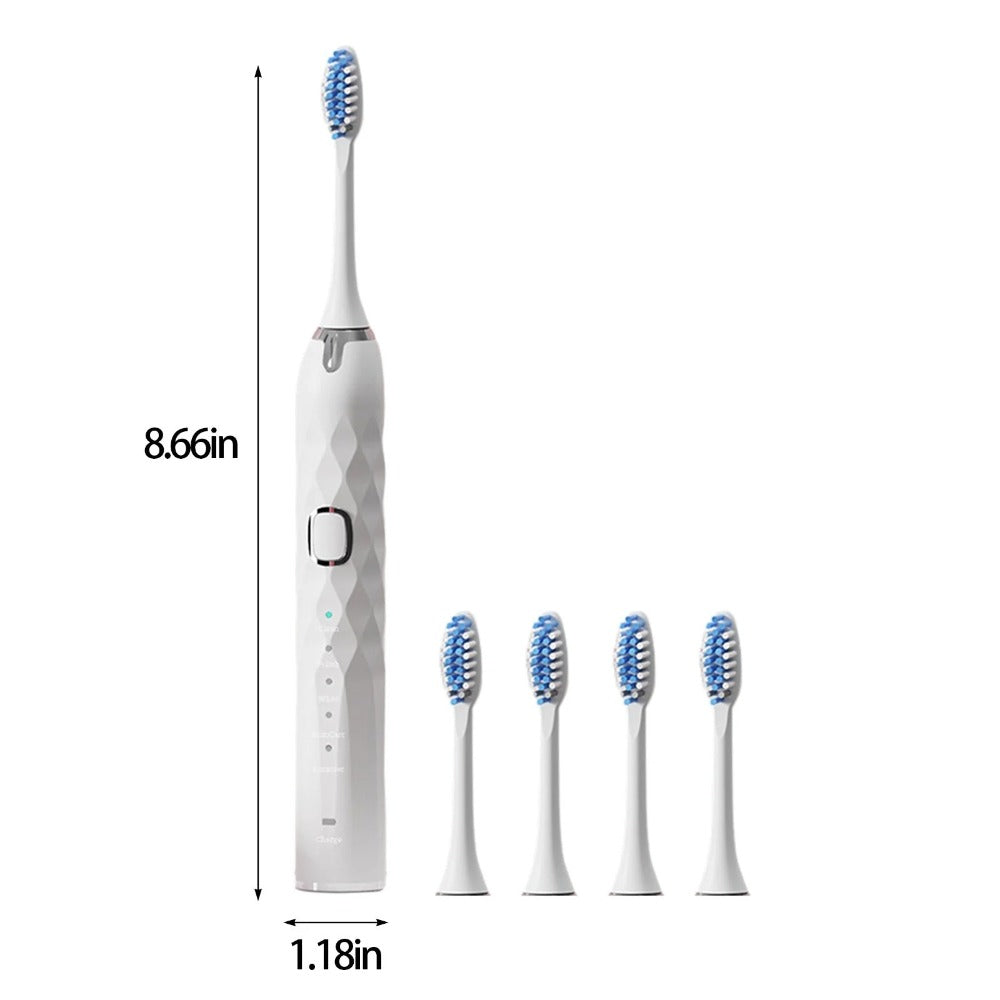 Electric Toothbrush Set - 5 Modes, IPX7 Waterproof, 5 Soft Heads for Adults & Kids