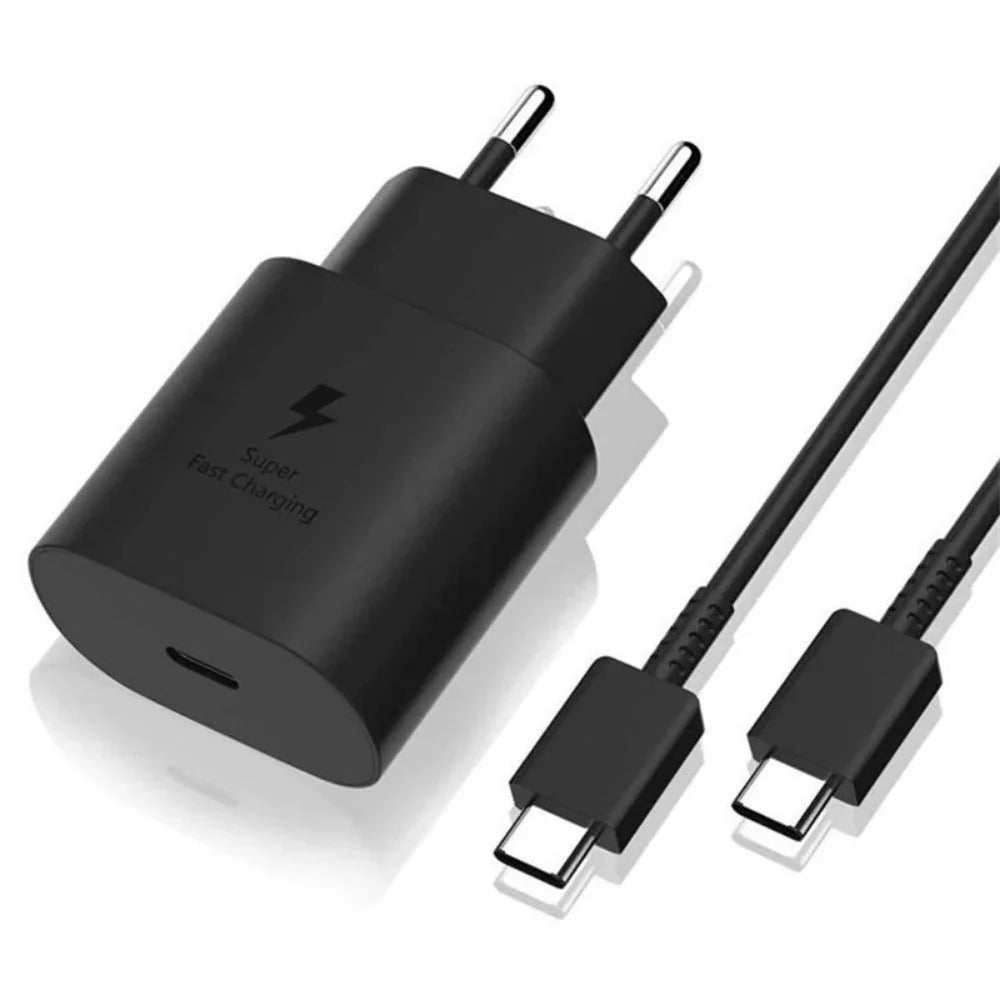 25 W USB-C PD-Schnellladegerät-Adapter mit EU-Stecker und 1 m USB-C-Kabel