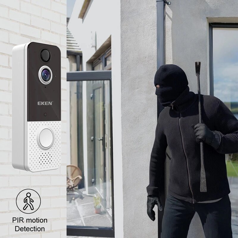 1080P WiFi Smart Video Doorbell Camera with Night Vision, PIR Motion Detection, IP67 Waterproof, Wireless Intercom