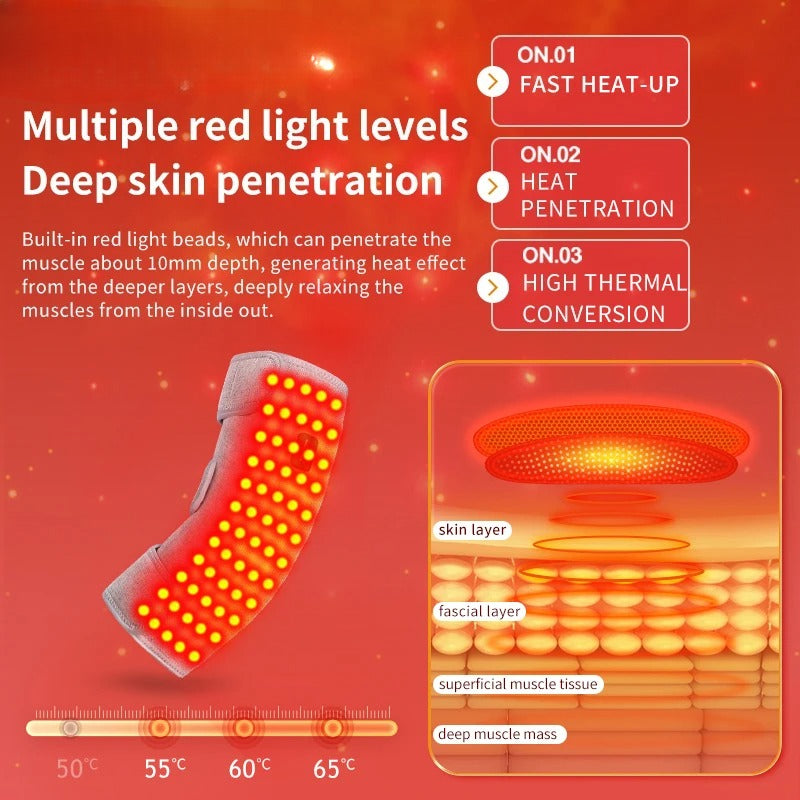 Red Light Therapy Elbow Heating Pad with Vibration Massage, Infrared Wrap for Tennis Elbow, Arthritis & Muscle Pain Relief
