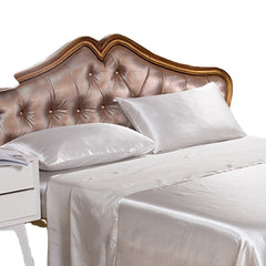 Seidenähnliches, weiches Satin-Spannbettlaken-Set – 4-teiliges einfarbiges Bettwäsche-Tagesdecken-Set