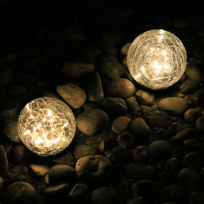 10CM/12CM Outdoor Solar Garden Lamp - Crack Ball, Waterproof, Buried Grass Light