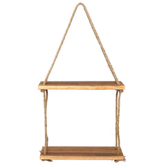 1/2/3 Tier Wooden Wall Mounted Rope Floating Storage Shelf - Kitchen Rack Hanging Shelves Holder