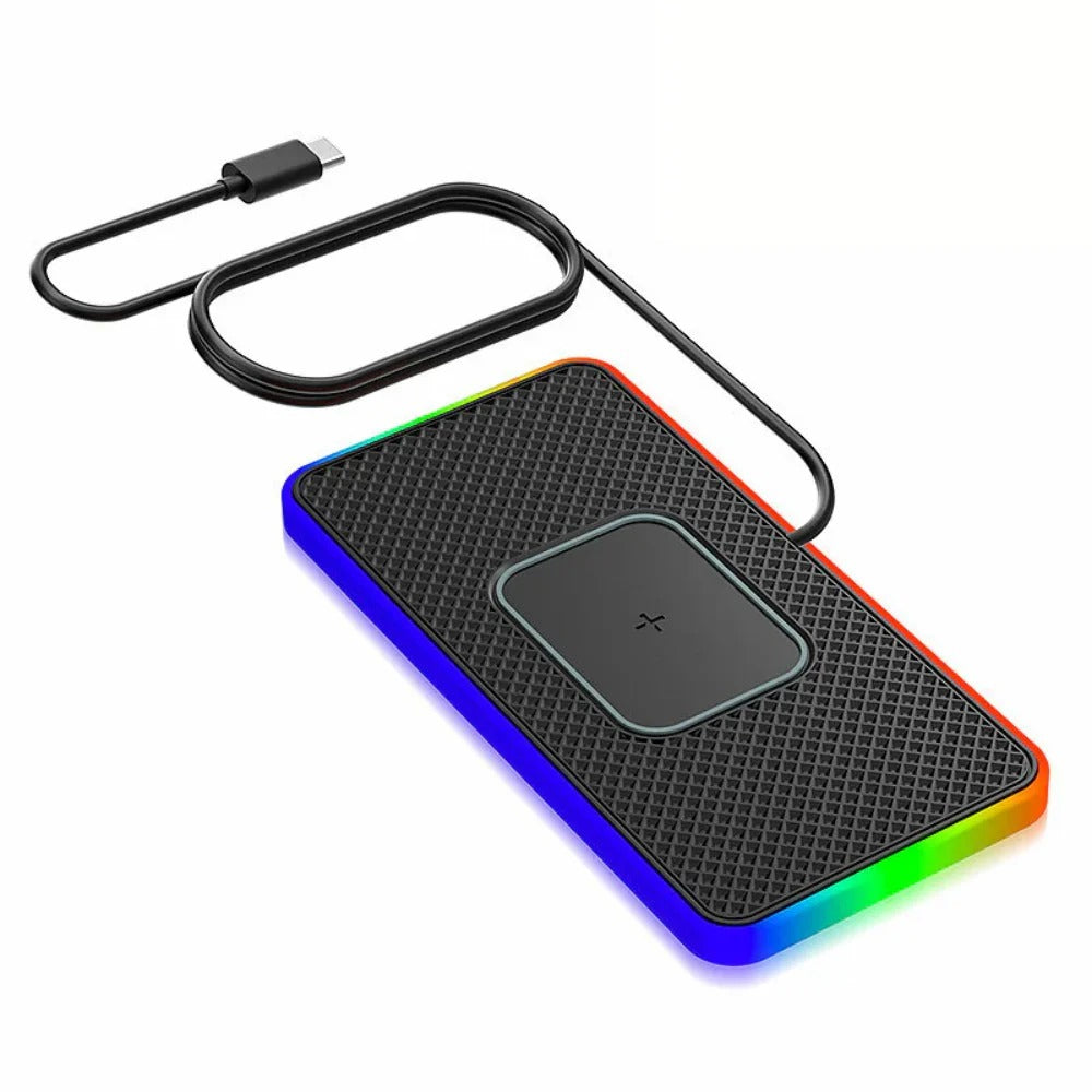 RGB Fast Wireless Charger - 15W/10W/7.5W/5W with 1M Cable for Qi-Enabled Devices