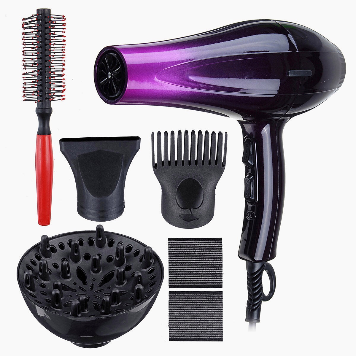 2000W High Concentration Ion Hair Dryer with 3 Heat Settings, 2 Speeds, and 8 Accessories