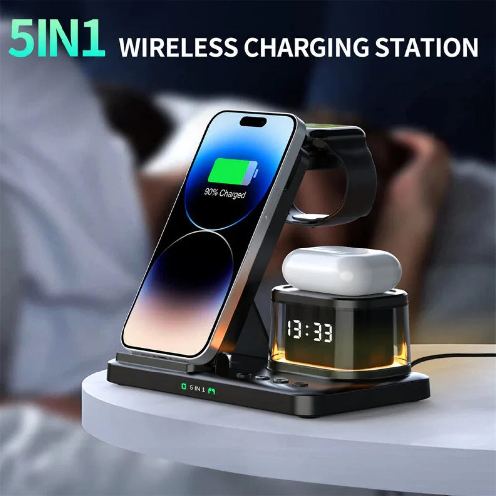 15W Fast Wireless Charger Stand for iPhone, Huawei, Xiaomi, Apple Watch, and AirPods