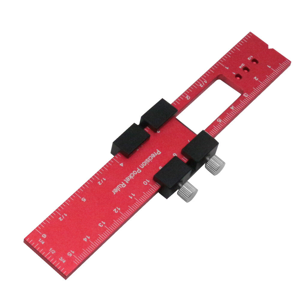 Precision Woodworking Ruler with T-Track Slide Stops - Inch & Metric