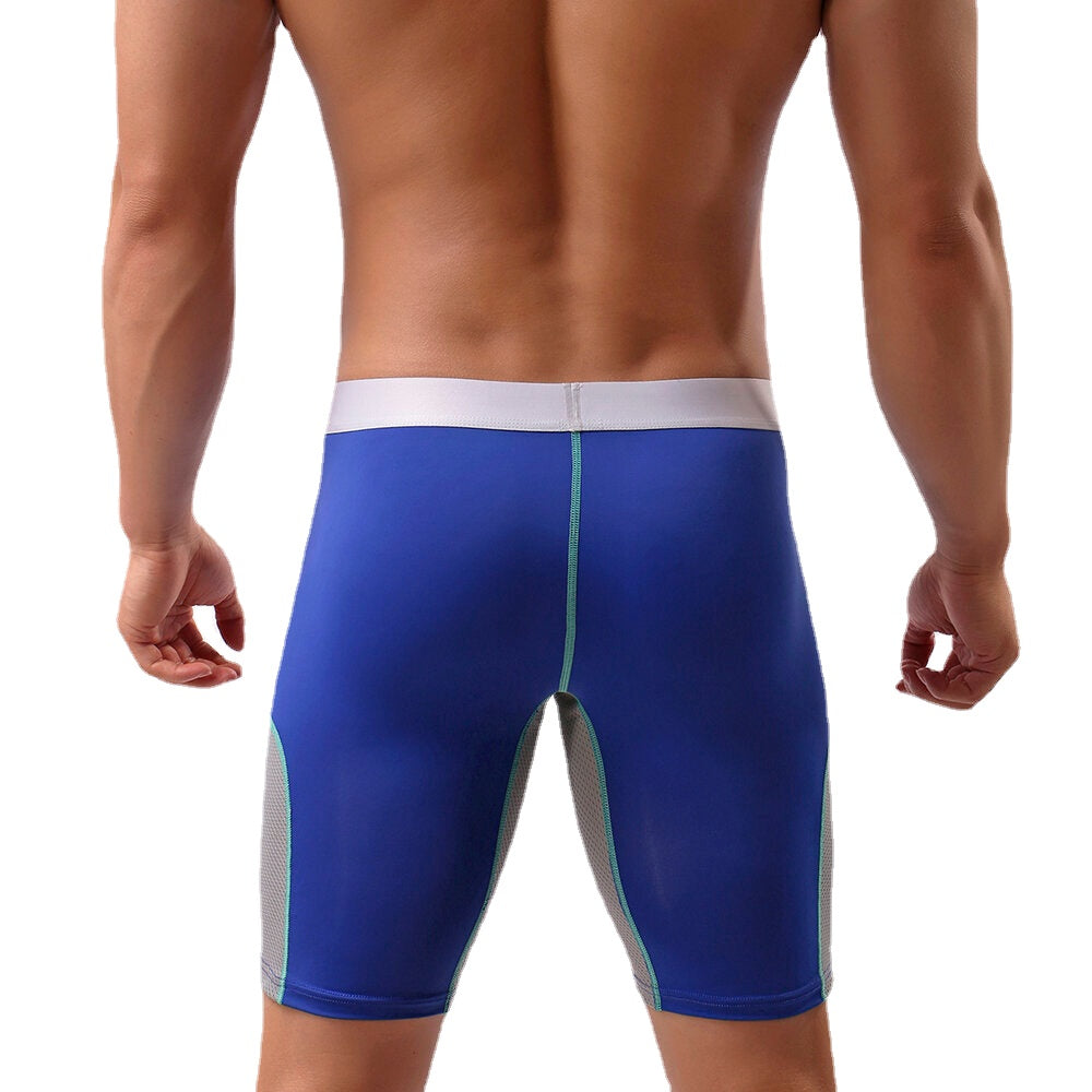 Herren Atmungsaktive Mesh Splice Elastische U Konvexen Beutel Fitness Sport Boxer Unterwäsche