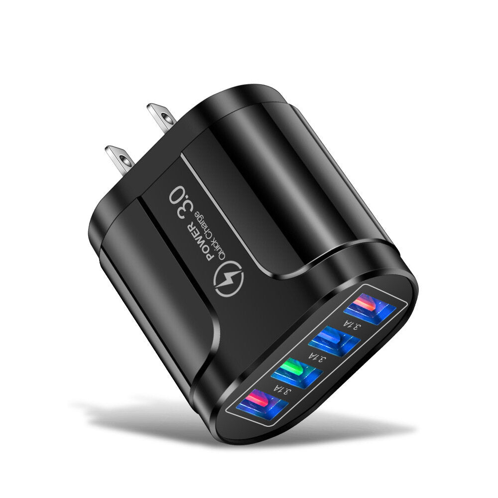 4-Port USB-Schnellladegerät QC3.0-Wandadapter - EU/US/UK-Stecker für iPhone, Samsung, Xiaomi