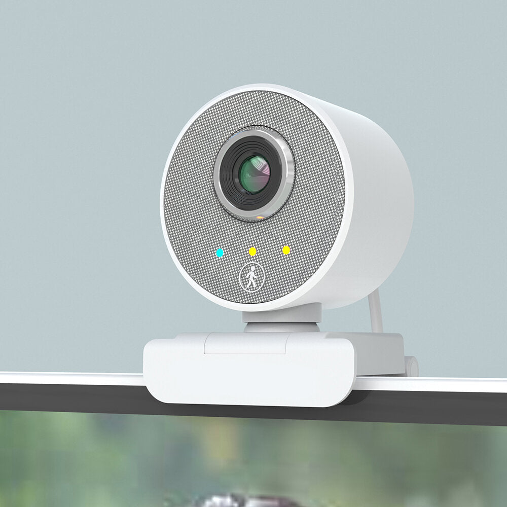 1080P USB-Webcam mit 360-Grad-Panoramablick, Stereomikrofon für Live-Streaming auf Desktop und Laptop