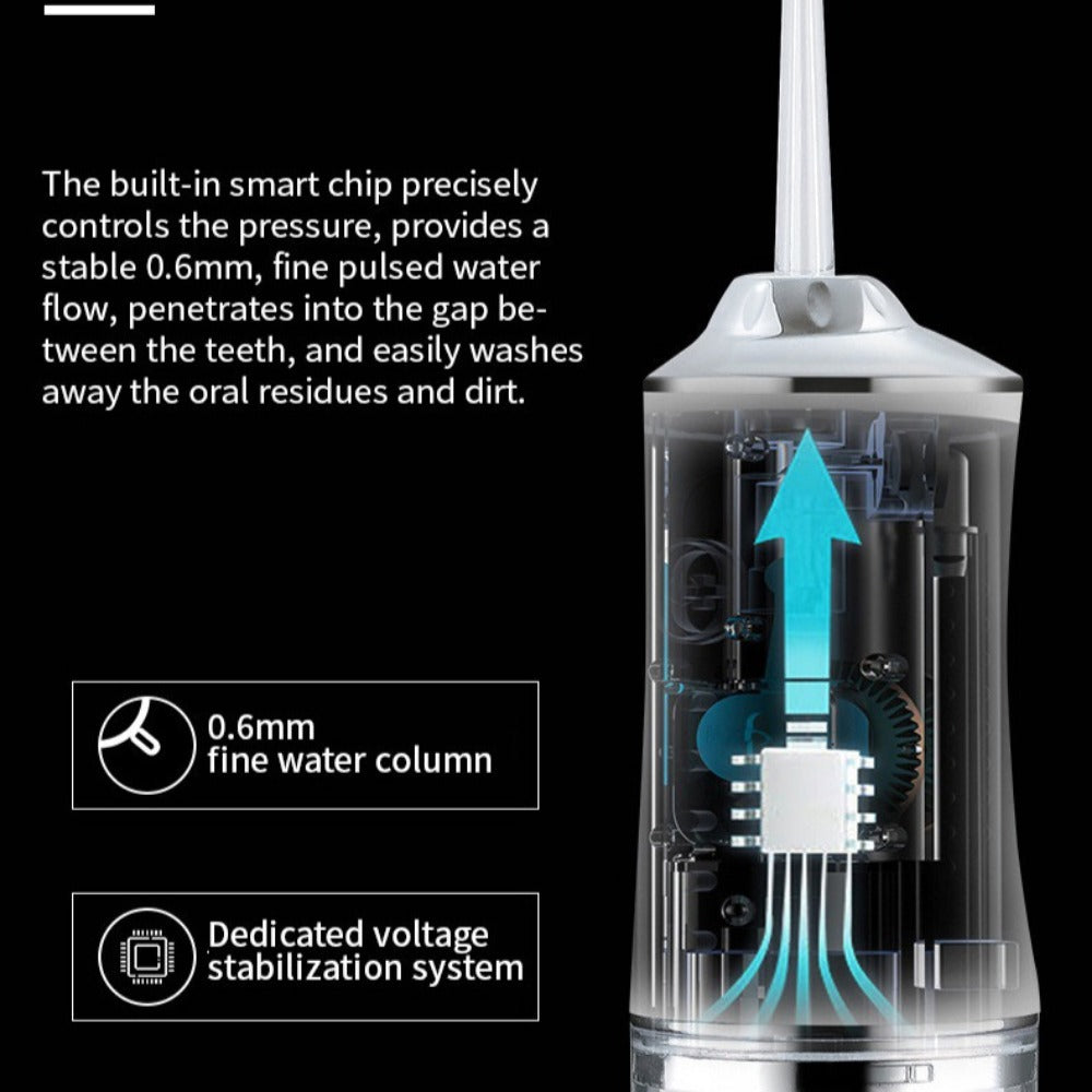 Cordless Water Flosser 220ml Oral Irrigator with 3 Modes, 4 Tips - IPX6 Waterproof USB Dental Cleaner for Home & Travel