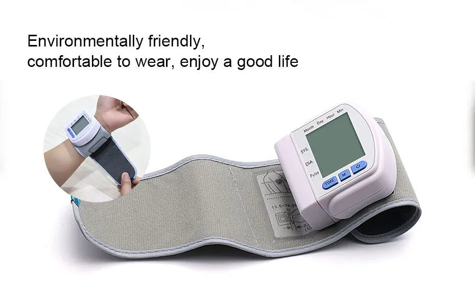 Digital Wrist Blood Pressure Monitor with Heart Rate Pulse Meter, Smart Sphygmomanometer Tensiometer