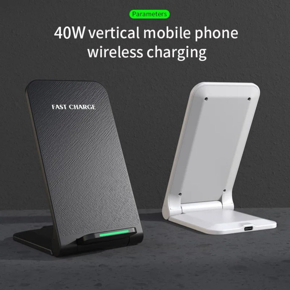 100W Foldable QI Wireless Charger Stand for iPhone 12-15 Pro, Samsung S22-S9, Xiaomi, Huawei