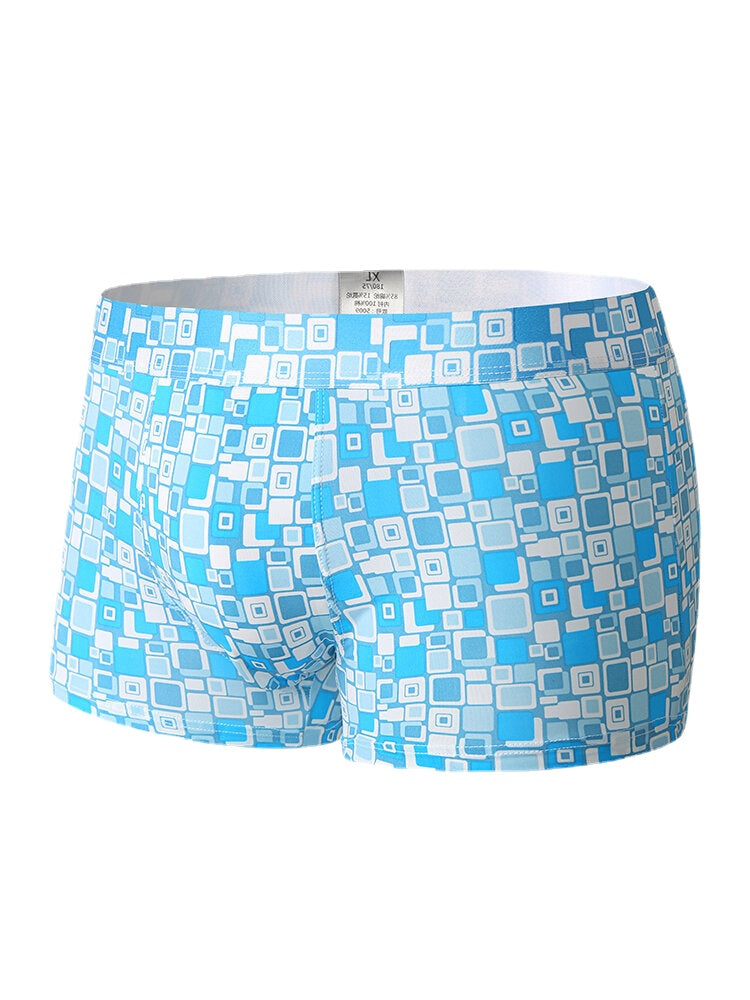 Herren-Boxershorts aus Eisseide und Baumwolle mit U-förmigem Beutel, atmungsaktiv, dehnbar, für zu Hause – dünn und bequem