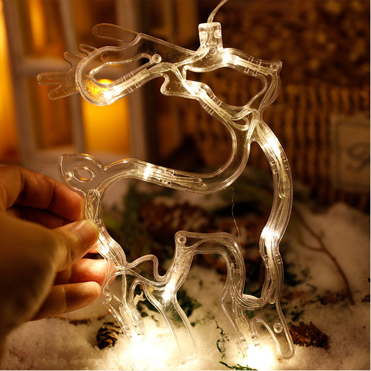 LED Christmas Suction Cup Night Light Ornament - Wall & Window Hanging Lamp for Home Decor