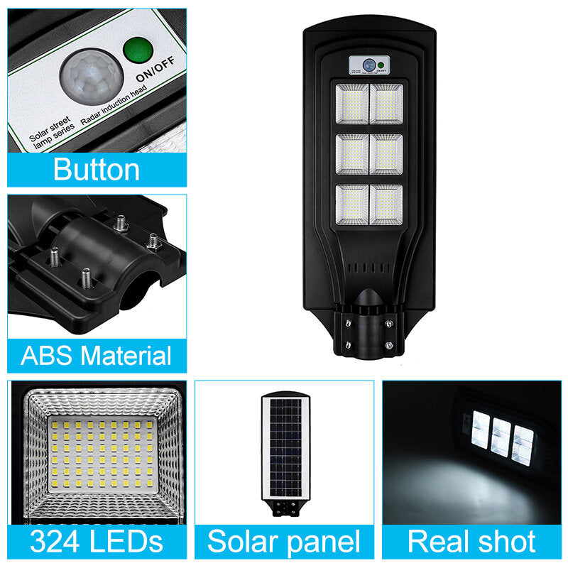 106/261/324 LED Solar Street Light with PIR Motion Sensor for Garden Wall Lamp