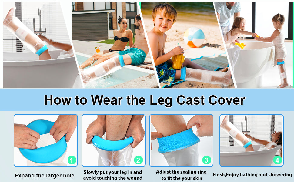 Waterproof Adult Leg Cast Cover for Shower - Full Leg, Knee, Foot, and Ankle Protection