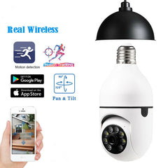 2MP Mini PTZ Full HD WiFi IP Camera with E27 Bulb Socket, Night Vision, Cloud Storage, Speed Dome for Smart Home Security