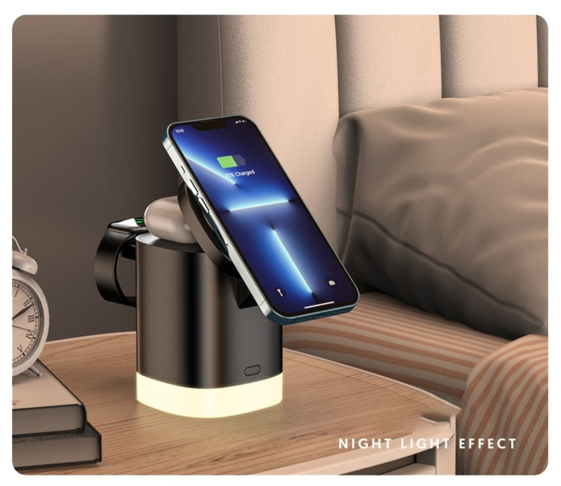 Fast Wireless Charger Dock for iPhone 12-14, AirPods, Apple Watch, and Qi-Enabled Devices