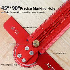 Aluminum Woodworking Ruler: 0-90° Angle, Precise Imperial Measurement