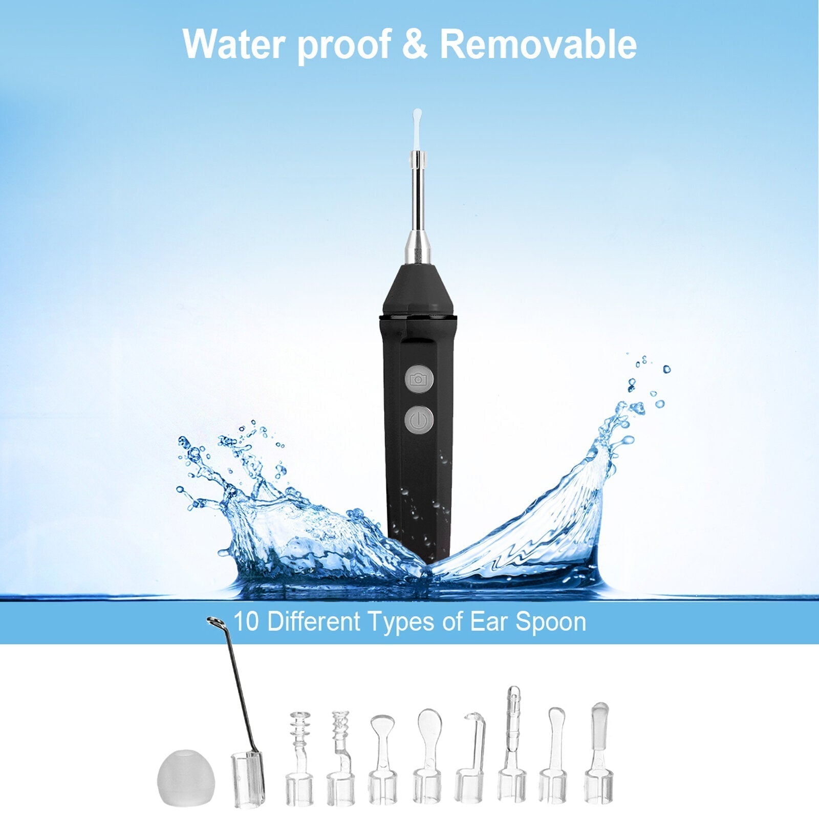 3.9mm HD WIFI Wireless Otoscope, IP67 Waterproof LED Ear Camera, USB Charging Earwax Removal Tool Set