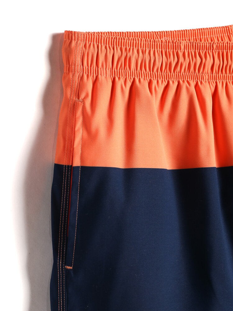 Schnelltrocknende Strandshorts im Farbblockdesign mit Kordelzug in der Taille für Herren