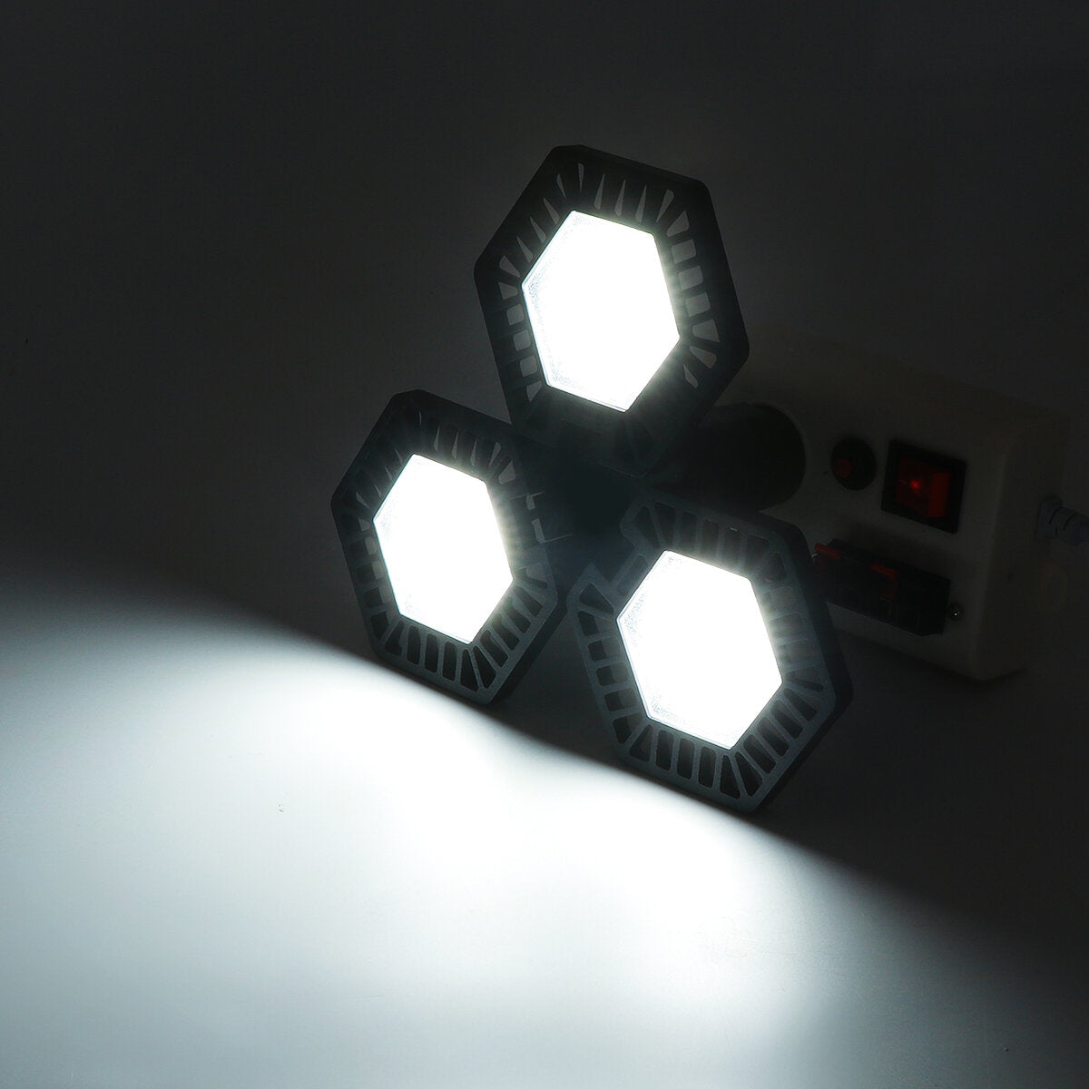 200W E27 LED Faltbare Garagenleuchte mit Lüfterflügeln für Werkstatt, Fitnessstudio und Decke
