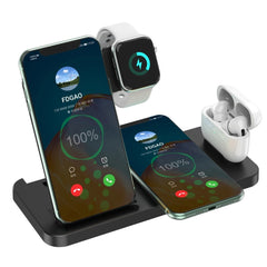 15W 4-in-1 Wireless Charger Dock for iPhone, Apple Watch, and AirPods Pro