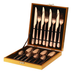 16PCS Stainless Steel Rainbow Cutlery Set - Forks, Spoons, Dinnerware with Storage Box