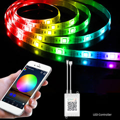 10/15M 300/450/600 LEDs 5050 RGB LED Light Strip with 24-Key Remote & APP Control - Christmas Decorations Clearance