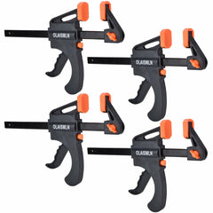 4PC 4" Quick Release F-Bar Clamps Woodworking Grip & Ratchet Tool Kit