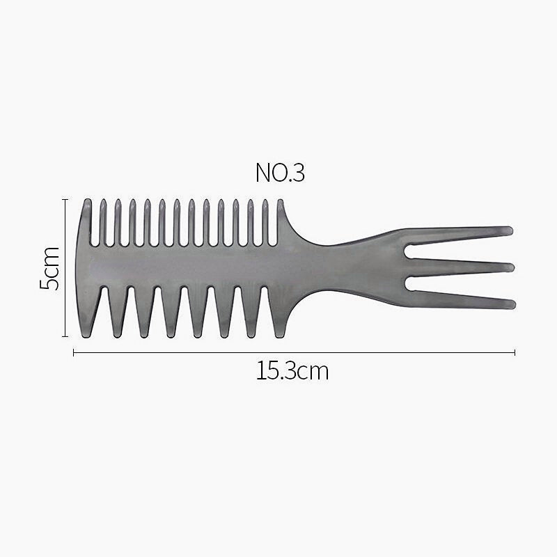 Retro Men's Wide Tooth Comb & Hair Scissors Tool - Big Back Shape Fork Head Insert Comb