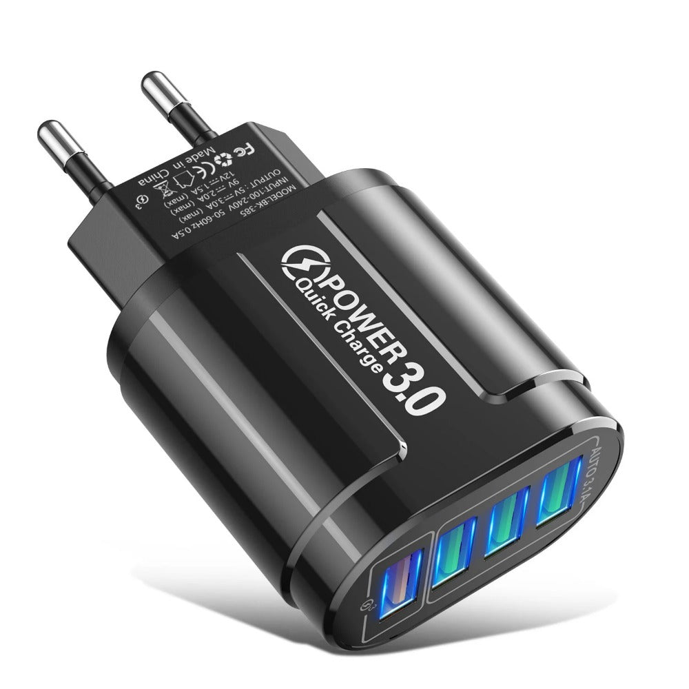 48 W 4-Port USB QC 3.0 Schnellladegerät Wandadapter für iPhone, Samsung, Xiaomi, Huawei